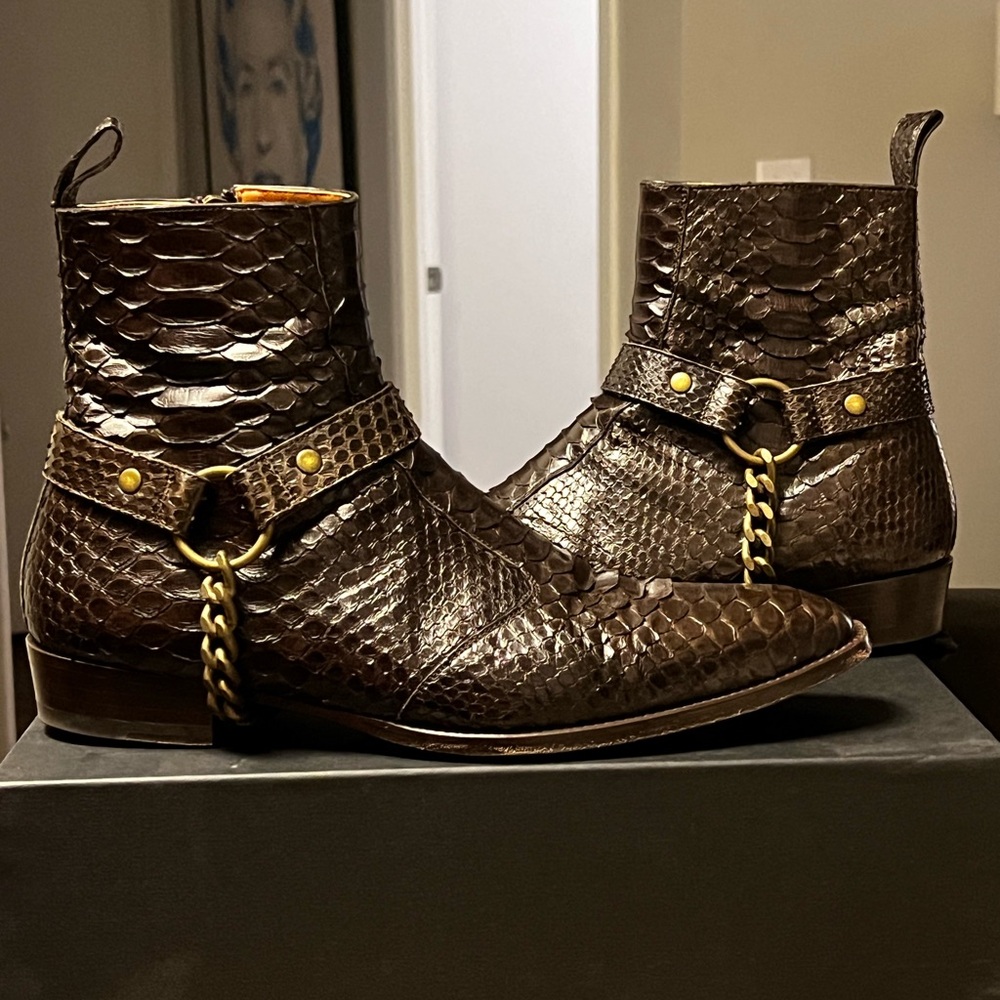 Espresso colored python Chelsea boots - Picture 2 of 6
